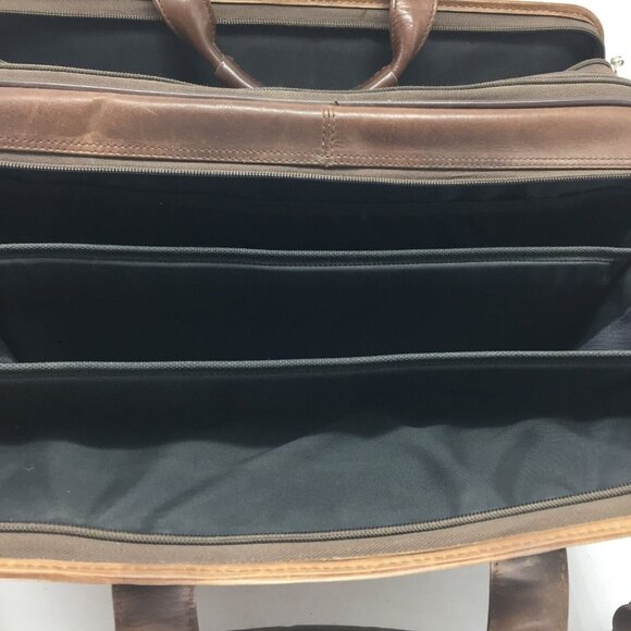 Mens Brown Leather Briefcase Messenger Laptop Fits 15" Computer Handmade Quality - Picture 7 of 12